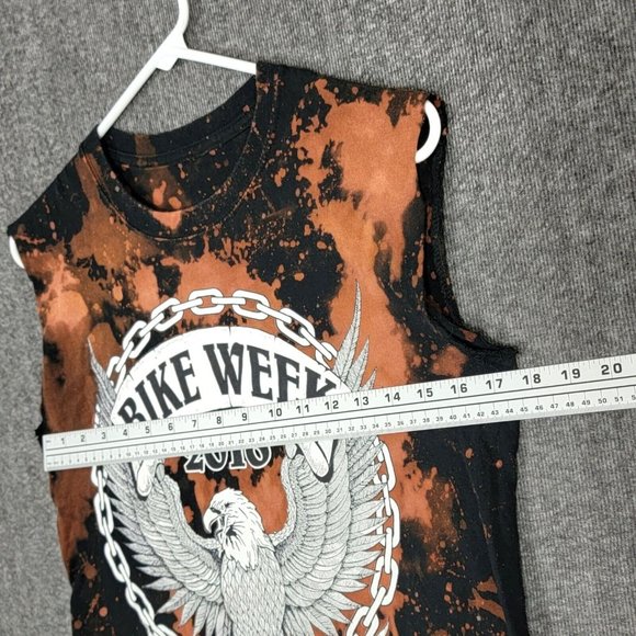 Daytona Beach Crop Top Womens S Black Brown Tie Dye Bike Week 2016 Jagged Edge - Picture 4 of 6